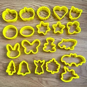 6/$20 Set/20 Yellow, Plastic Cookie Cutters, Can be Used for Play Dough, Crafts